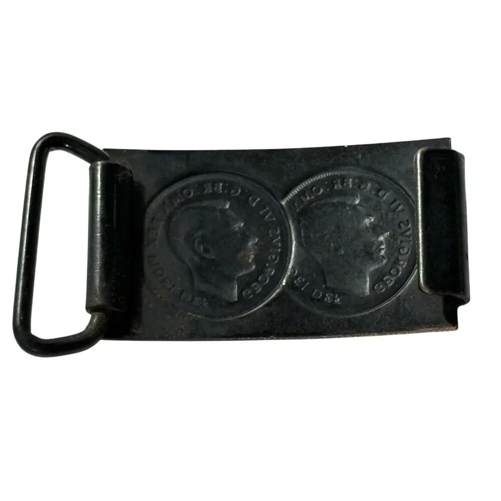 Coin Belt Buckle Great Britain King George Georgivs Vi Omn Rex Fidei Def Vintage